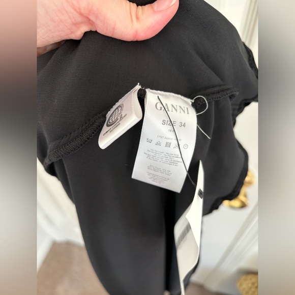 GANNI Silk Velvet Warp Dress in Black - Picture 14 of 16